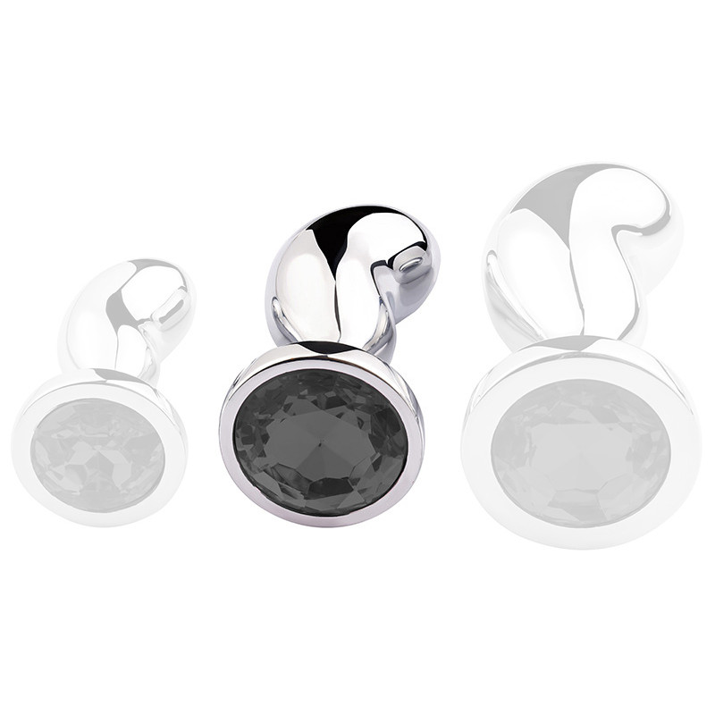 SM Fantasy Plug Bijou Bean Silver M 7 x 3cm Noir